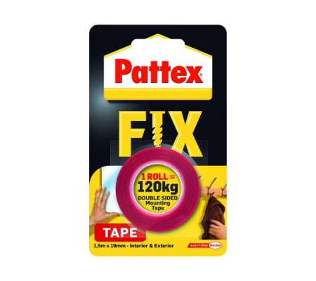 Lepící páska oboustranná pěnová Pattex Fix 19mmx1,5m - 120kg