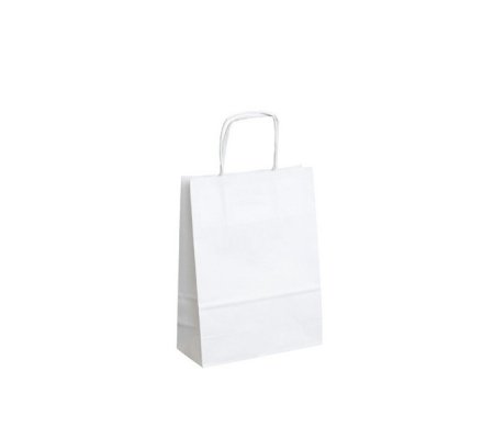 Papírová  taška 180+80x210mm bílá, kroucené ucho