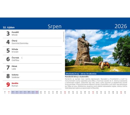 Kalendář Křížem krážem Českou republikou