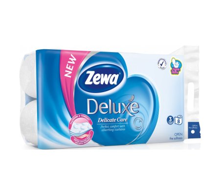 Toaletní papír Zewa Deluxe Delicate Care bílý, 3vrstvý, 8rolí