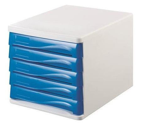 Zásuvkový box, 5x zásuvka, bílá/modrá, plastový, HELIT