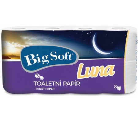 Toaletní papír Big Soft Luna bílý, 3vrstvý, 8 rolí