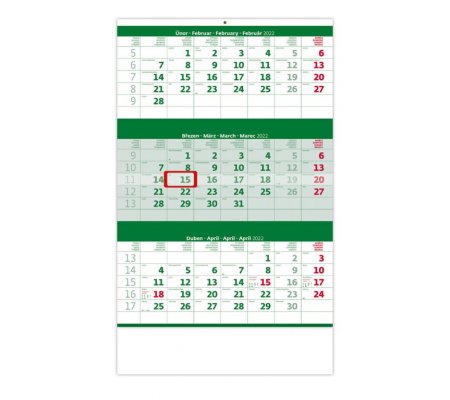 Kalendář Tříměsíční zelený