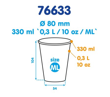Kelímek papírový 330ml, Ø80mm, 50ks