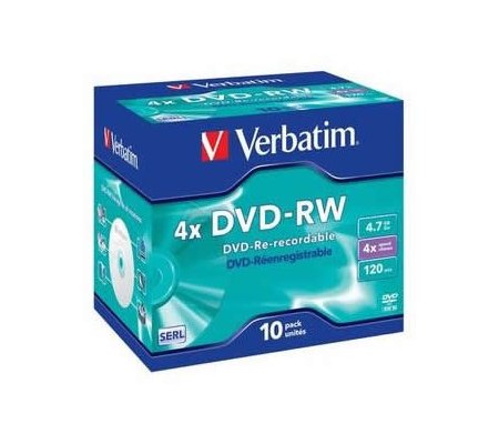 Verbatim DVD-RW, 120min, 4,7GB, 4x, 10ks v slimboxu