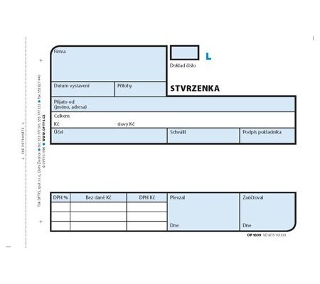 Příjmový pokladní doklad A6 číslovaný,  2x50 listů