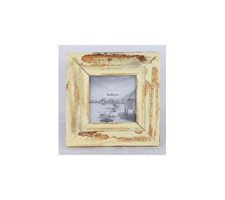 Fotorámeček dřevěný 14x14x2cm bílý antik