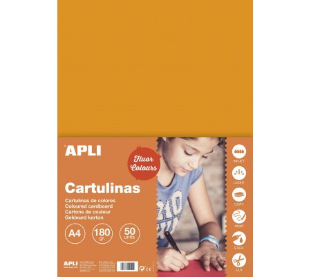 Barevné papíry A4 170g,  fluo oranžové, 50ks