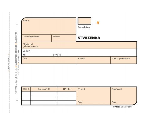 Příjmový pokladní doklad A6 číslovaný, samopropisovací, 2x50listů