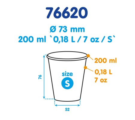 Kelímek papírový 200ml, Ø73mm, 50ks