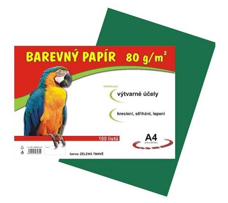 Barevný papír A4 80g tmavě zelený, 100ks