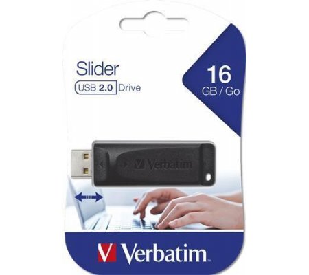 16GB USB Flash 2.0 "Slider", VERBATIM, černý