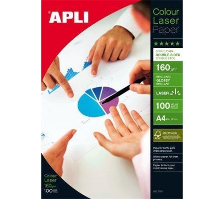 Fotopapír Apli A4 lesklý, Premium laser, 160g/m2, oboustranný, 100ks