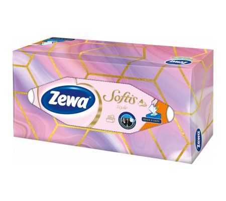 Kapesníčky papírové 4vrstvé Zewa Softis Style, 80ks v boxu