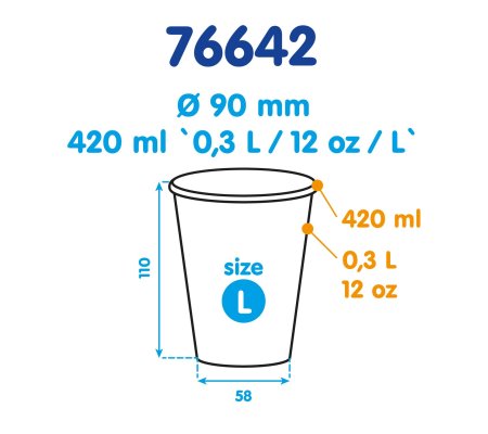 Kelímek papírový 420ml, Ø90mm, 50ks