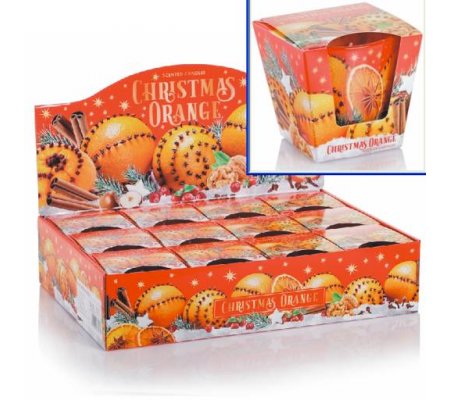 Svíčka v konickém skle 115g Christmas Orange - With cinnamon