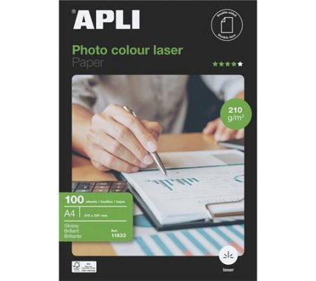 Fotopapír APLI A4 lesklý, Premium laser, 210g/m2, oboustranný, 100ks