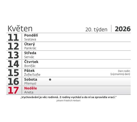 Kalendář Týdenní "S"