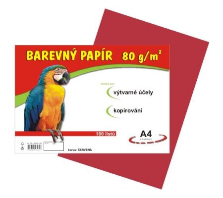 Barevný papír A4 80g červený, 100ks