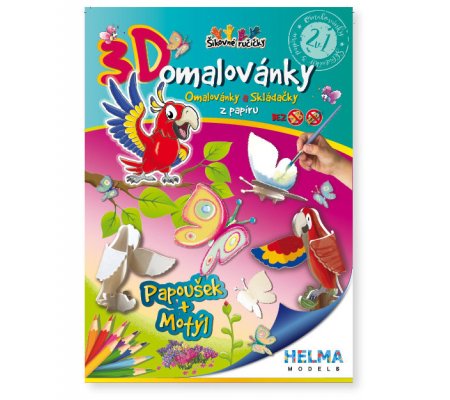 Omalovánky A5 3D Papoušek + motýl