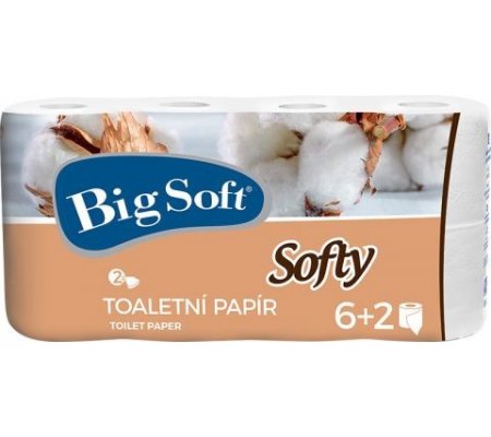 Toaletní papír Big Soft Softy bílý, 2vrstvý, 8rolí