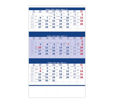 Kalendář Tříměsíční modrý