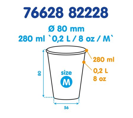 Kelímek papírový 280ml, Ø80mm, 50ks