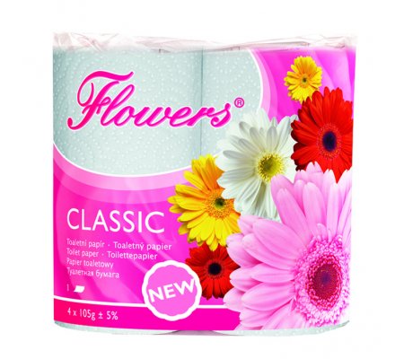 Toaletní papír Flowers classic, 1vrstvý, 4role