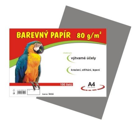 Barevný papír A4 80g šedý, 100ks