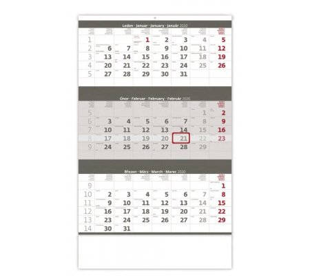 Kalendář Tříměsíční šedý
