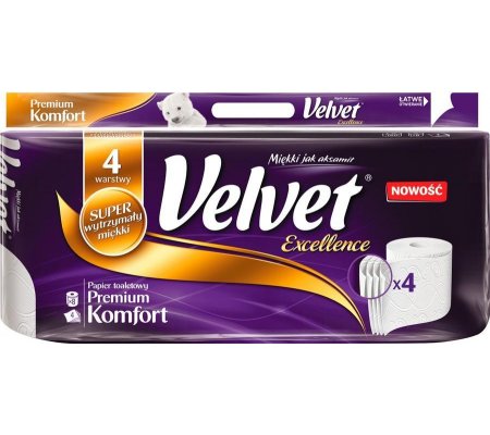 Toaletní papír Velvet Excellence, 4vrstvý, 8rolí