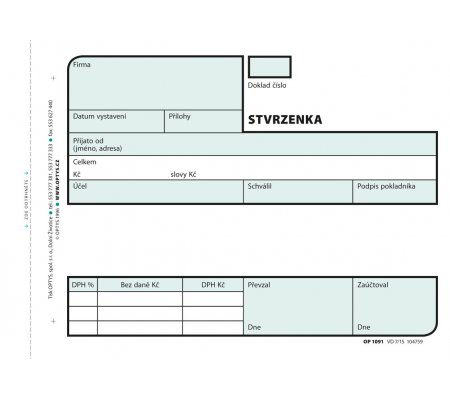 Příjmový pokladní doklad A6 nečíslovaný, samopropisovací, 2x50 listů