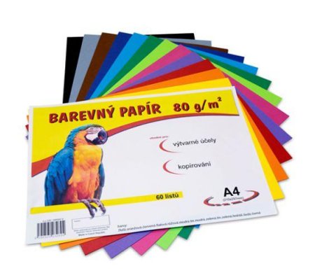 Barevný papír A4 80g, 5x12barev